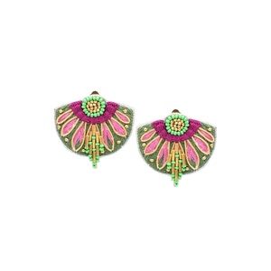 Cactus Apex Colorful Embroidered Clip Earrings